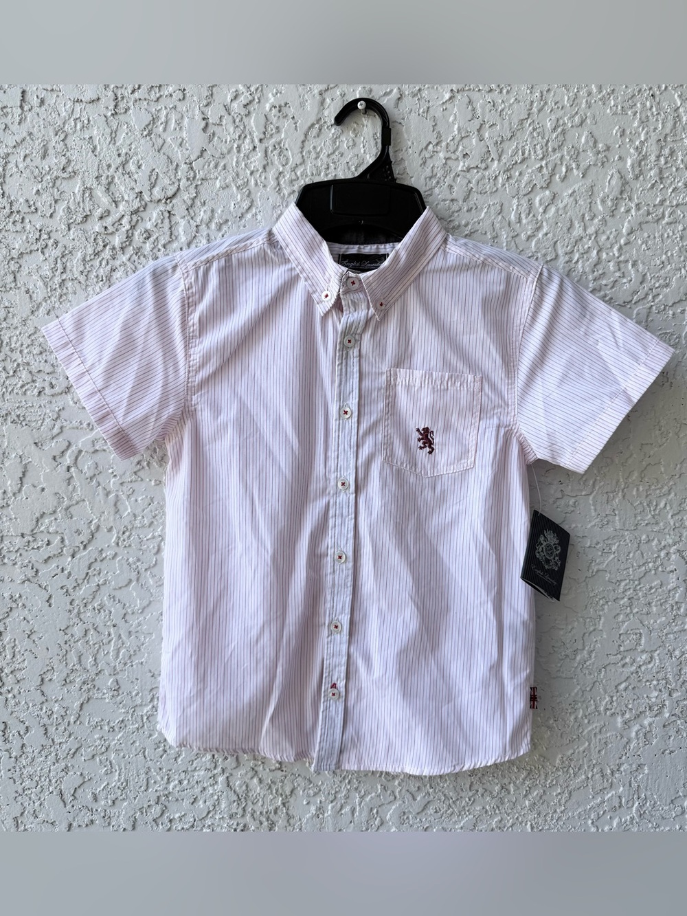 English Laundry Boys Short-Sleeve Button-Down Shirt - Light Pink Stripe size 10